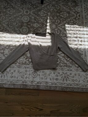 Abercrombie & Fitch Taupe V-Neck Wrapped Sweater